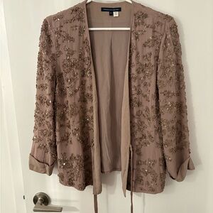 French Connection Sequin Embellished Blazer in Taupe